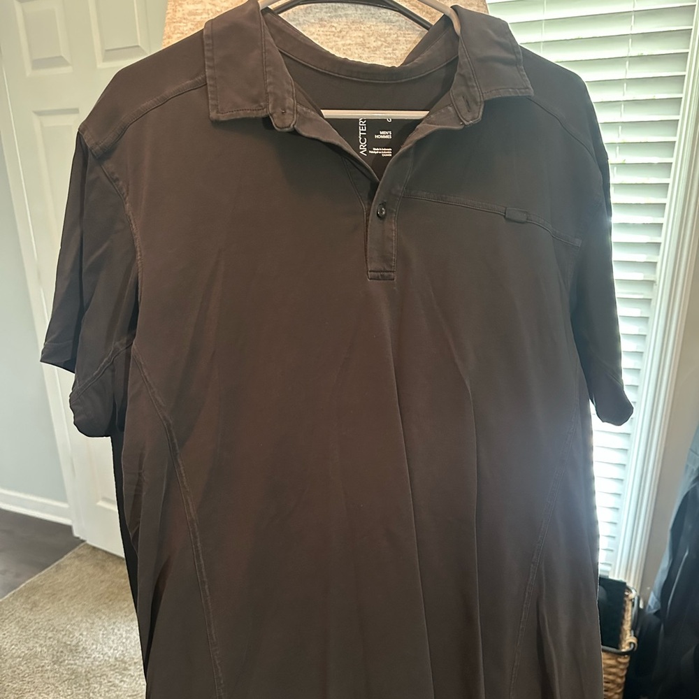 Arcteryx Captive Polo Shirt Mens Large Black Short Sleeve Outdoor